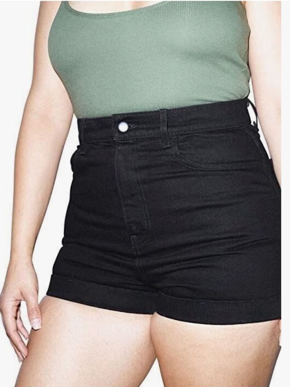 American Apparel Super High-Rise Black Denim Shorts